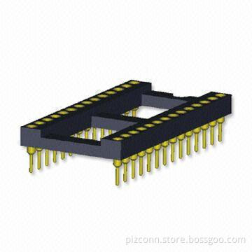 2.54mm IC Socket with PCB/Pin Connectors, 6 to 64 Pins, and Pin Length of 3.94 to 25.90mm